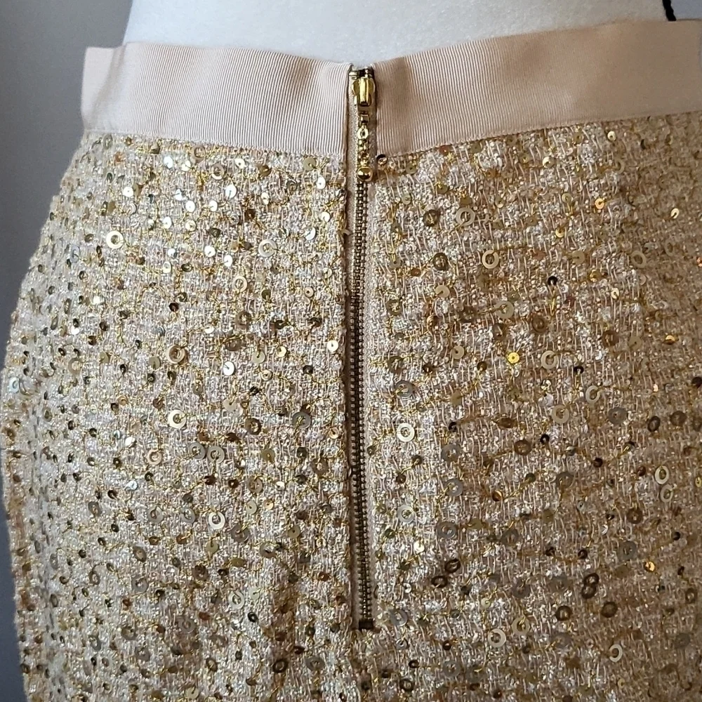 kate spade skirt the rules gold metallic sequined tweed skirt